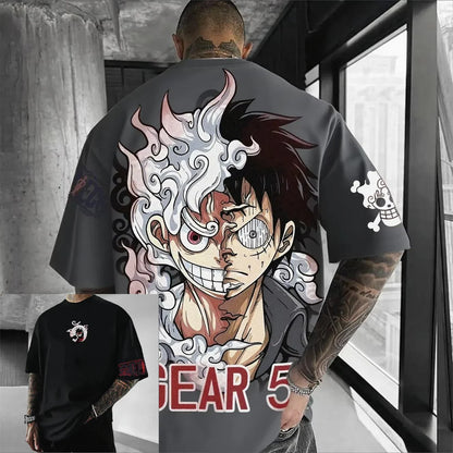 One Piece Luffy Men's T-Shirt Graphic Tee Anime Print Short Sleeve Tee Summer New Oversized Streetwear Anime Cosplay Y2k Clothes