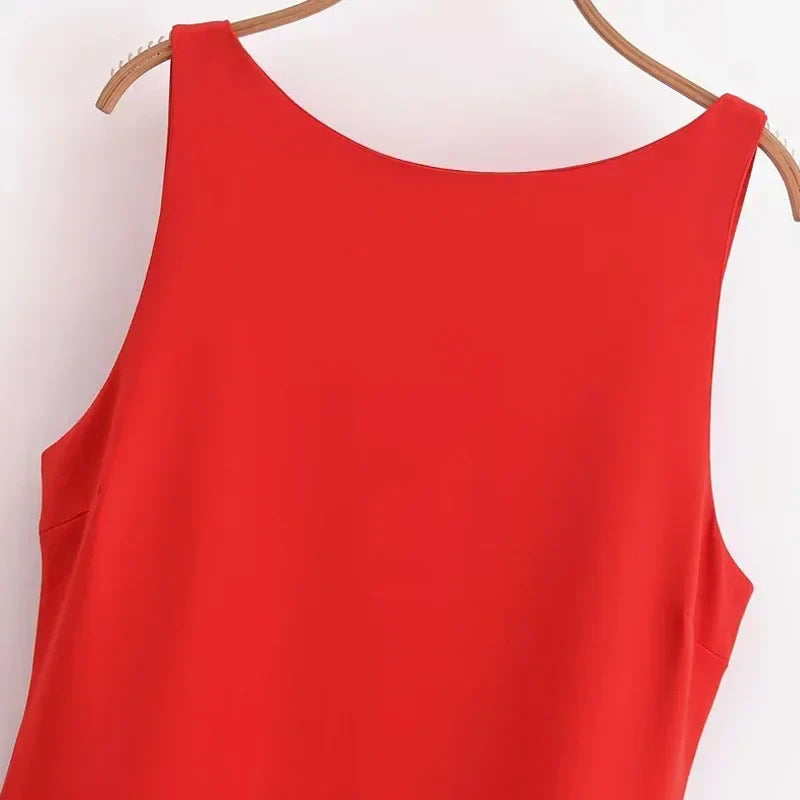 White Short Dress Women's Ruffle Backless Party Dresses Black Red Sleeveless Bodycon Mini Dress Woman Summer Sexy Vestidos