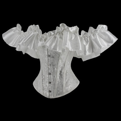 Off Shoulder Corset Top Sexy Gothic Corsets and Bustiers Overbust Corset Slimming Waist Trainer Ruffles Short Sleeve Women Top