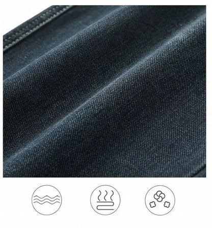 Men's Spring Autumn Soft Baggy Jeans Casual Straight Stretch Wide-Leg Business Denim Pants Versatile Comfortable Loose Trousers