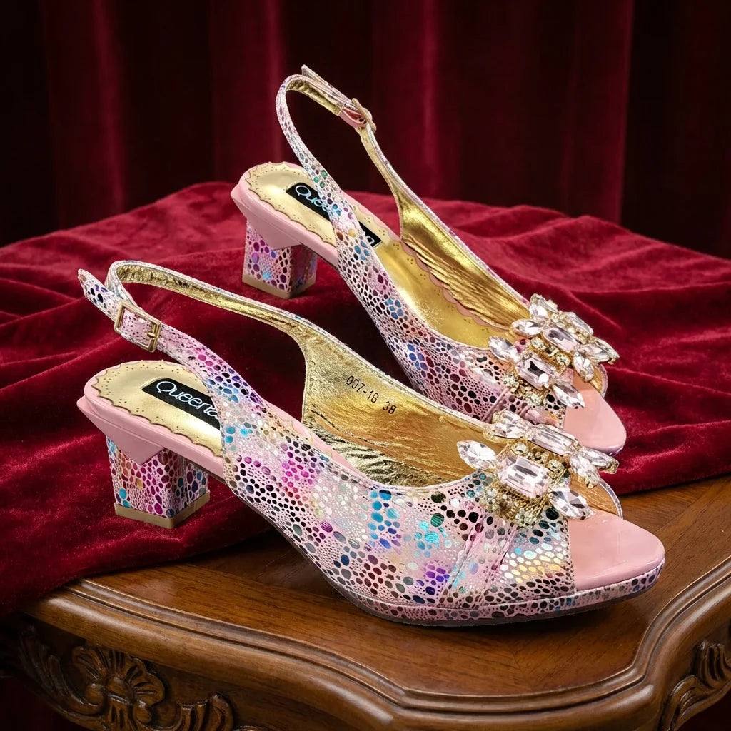 2026 New Elegant Rhinestone Peep Toe Women High Heels Sandals Italian Design with Coordinating Green Handbag Party Shoes and Bag