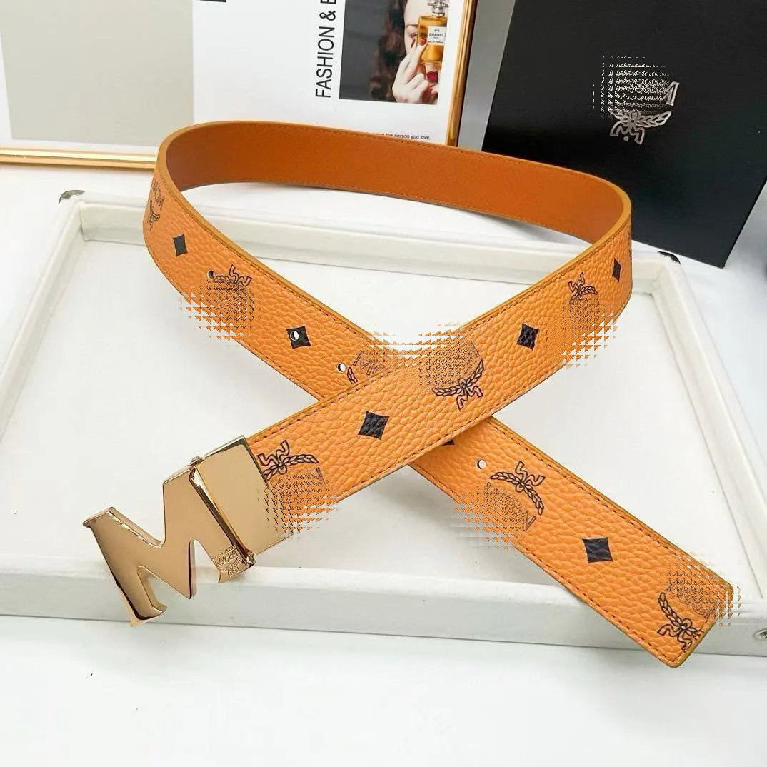 Classic Men's Belt Pure Cowhide Durable Fashionable Business Casual Alloy Buckle Hole Punching for Middle-aged And Young