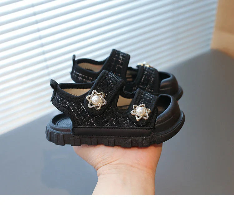 2025 Summer New Children Sandals Girls Elegant Princess Style Sandals Baby Anti-kick Foot Protection Sandals
