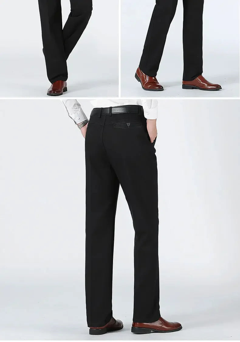 Men's Classic 100% Cotton Summer Thin Pant Autumn Thick Casual Bland High Waist Trousers Business Office Cargo Pants GOZBKF