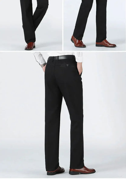 Men's Classic 100% Cotton Summer Thin Pant Autumn Thick Casual Bland High Waist Trousers Business Office Cargo Pants GOZBKF