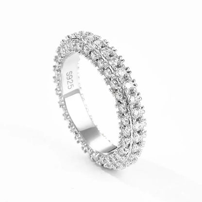 D VVS1 All Moissanite Rings for Women Man Lab Diamond Wedding Eternity Band with GRA S925 Silver Plated 18k Gold Ring