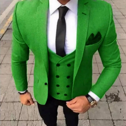 Men's Fashion Brown Slim Fit 3-Piece Suit Set with Blazer Vest Pants - Casual Wedding Prom Business Groom Tuxedo Clothing