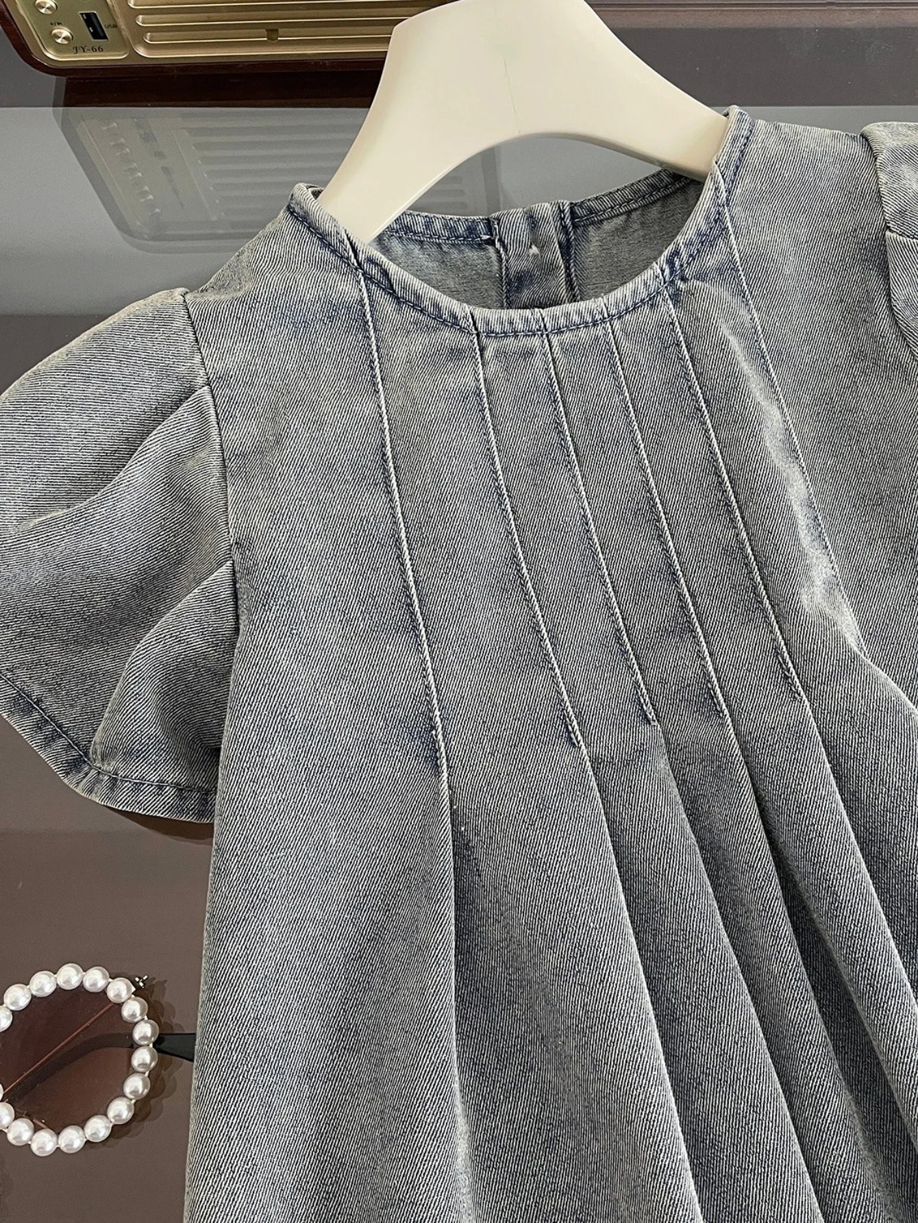 Girls Denim Dress Summer Korean Style Kids Puff Sleeve Jean Dress Light Blue Washed Soft Children Dresses Toddler Girl Clothing