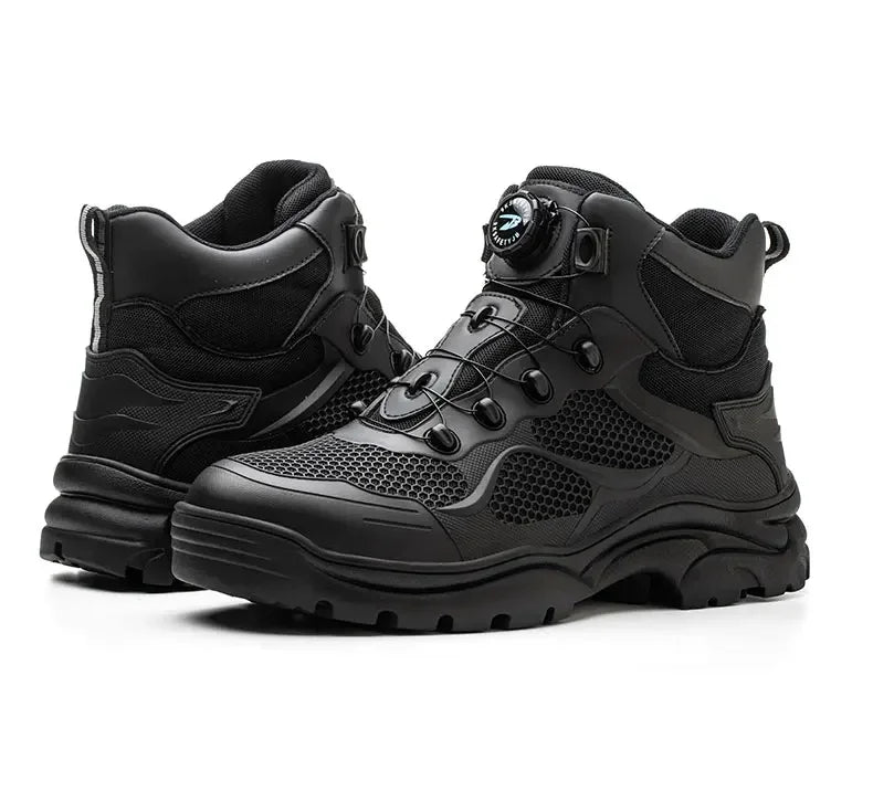 Men's Safety Work Boots Steel Toe Breathable Indestructible Puncture-Proof Rotary Buckle Shoes Comfortable Brand Work Footwear