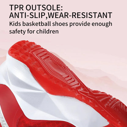 Kids Basketball Shoes Sneakers Durable  Non-Slip Running Shoes Secure for Little Kids Big Kids and