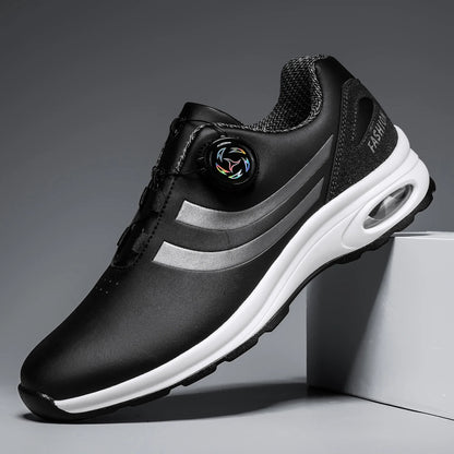 New Men's Fashion Casual sports shoes, Comfortable Hovershoe sole, Outdoor Leisure Walking cycling, Golf shoes, black and White