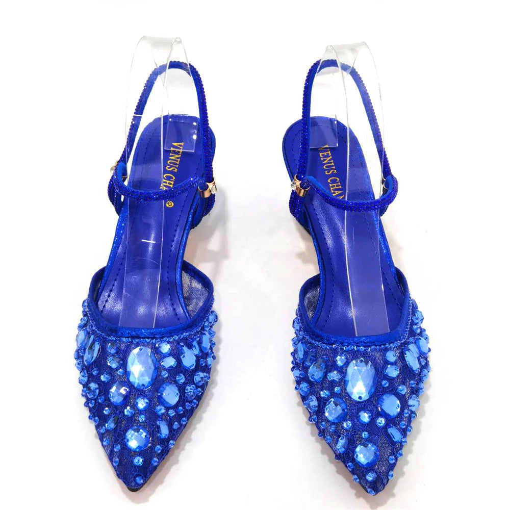 Newest INS Style Lace Elegant High Heels Pointed-Toe Nigeria Popular Design African Ladies Shoes And Bag Set