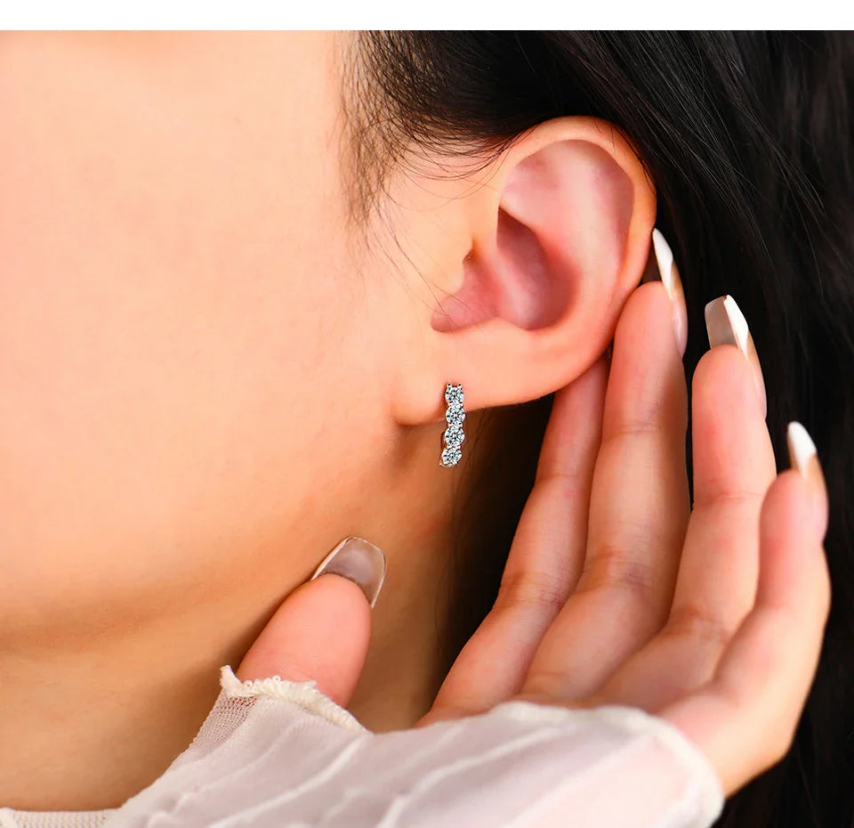 New in Round 3.0mm Moissanite Hool Earrings Passed Diamond Test Yellow Rose Plated Stud Earrings for Women Fine Jewelry