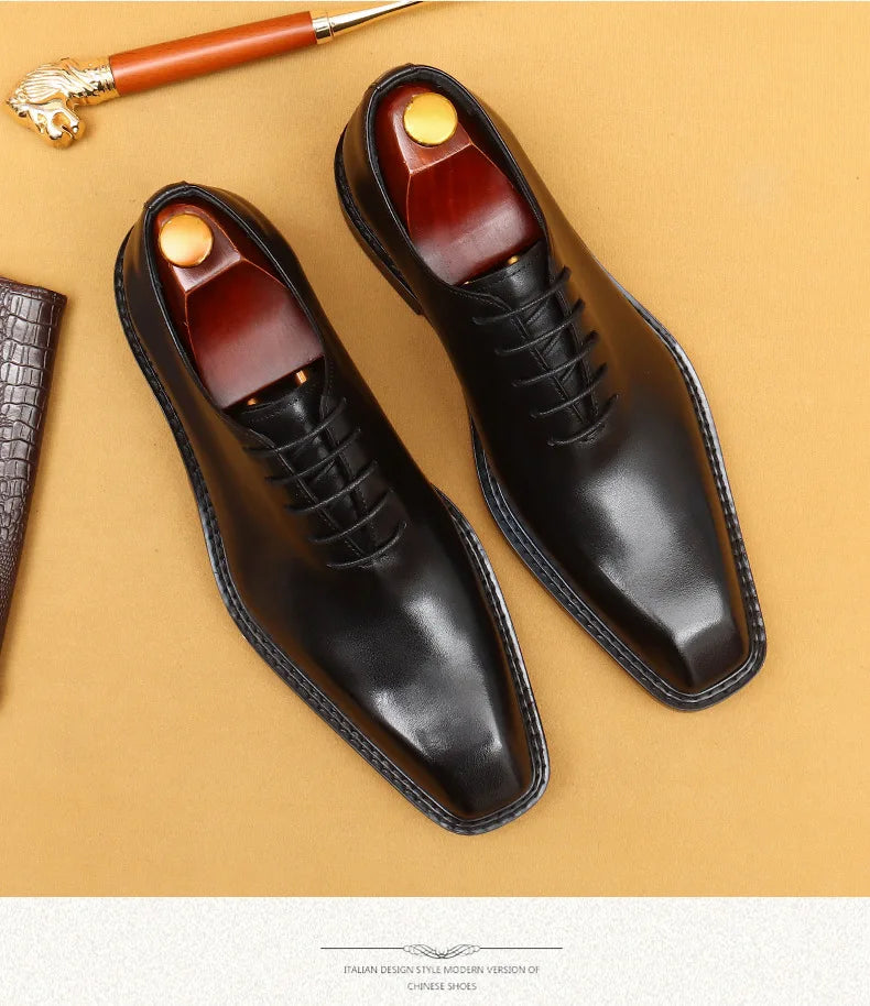 Luxury Brand Mens Oxford Leather Shoes Black Brown Handmade Lace Up Pointed Toe Dress Shoes Wedding Office Business Formal Shoes