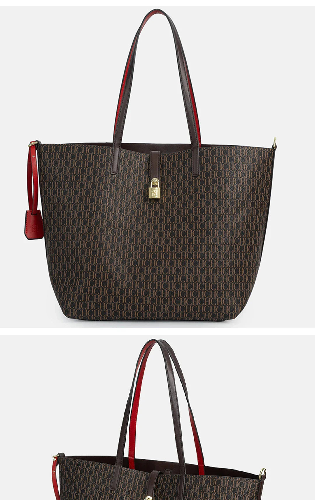 CH Elegante Luxo Leve Prática Com Bolsas Cor Pura Simples Grande Capacidade Casual Resistente Marca Bolsa Feminina Bolsa de Ombro
