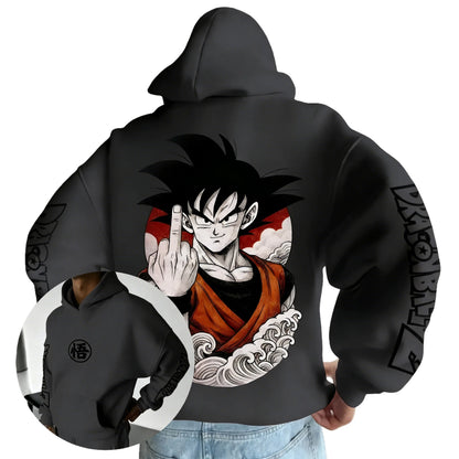 Retro Anime Hoodie, Japanese Style Goku Print Men's Pure Cotton Hoodie, Casual Loose Sports Daily Version