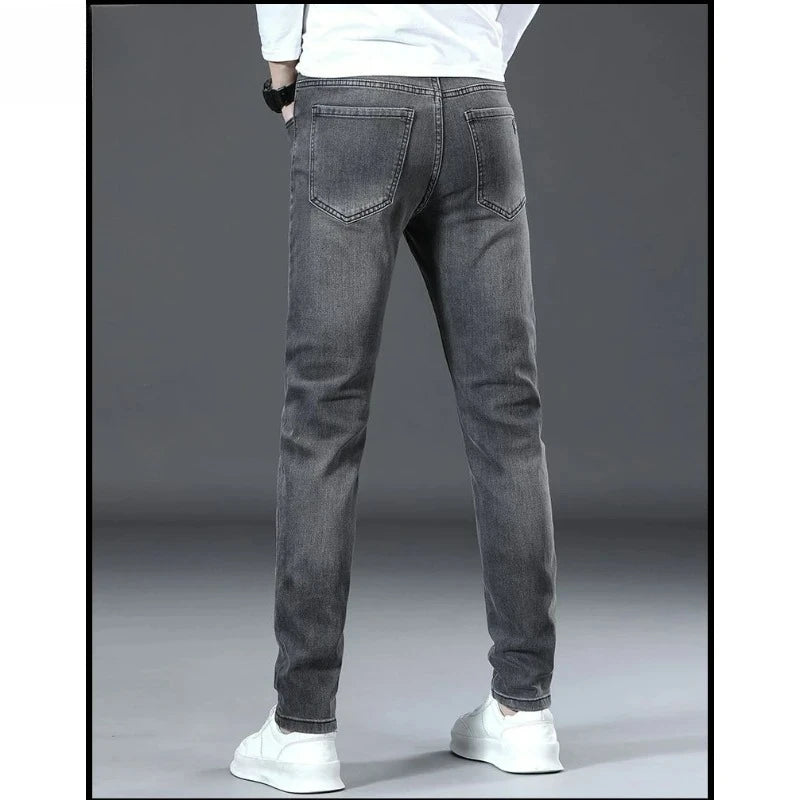 Men's Jeans Affordable Fashionable Elastic Slim Fit Light Straight-leg High-end Denim Long Pants Men's Trousers Denim Long Pants