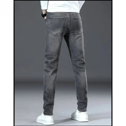 Men's Jeans Affordable Fashionable Elastic Slim Fit Light Straight-leg High-end Denim Long Pants Men's Trousers Denim Long Pants