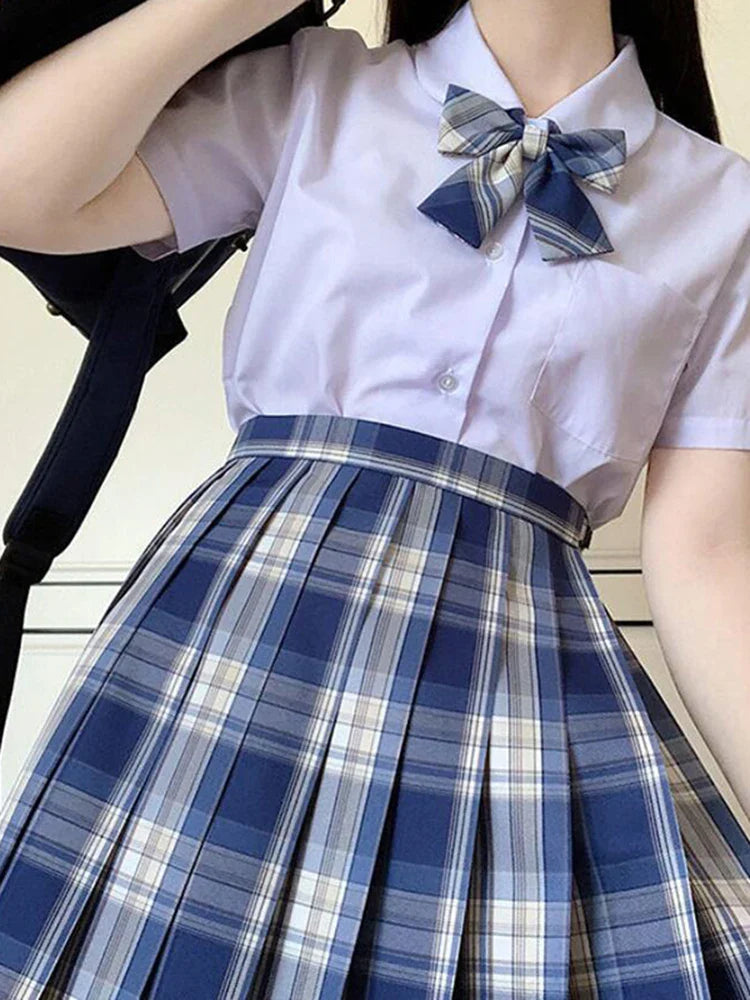 Plaid Women Pleated Skirt Bow Knot Summer High Waist Preppy Girls Dance Mini Skirt Cute A Line Harajuku Sexy Japan Faldas