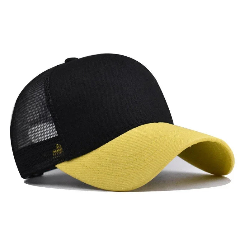 Custom Trucker Hat Logo Cotton Mesh Breathable Baseball Cap Women Men Summer Sunshade Mesh Cap 5 Panels Truck Hat Cap Wholesale