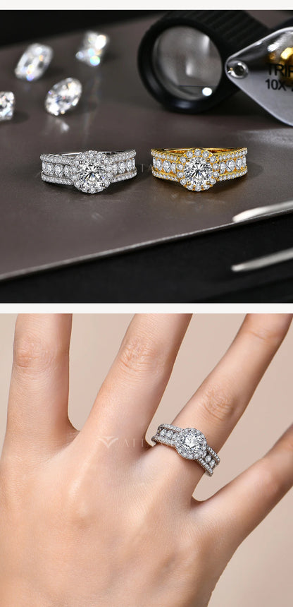 Round Cut 1.0CT Moissanite Ring 6.5mm VVS1 Diamond for Women S925 Silver Engagement Bride Jewelry Gift With Certificate
