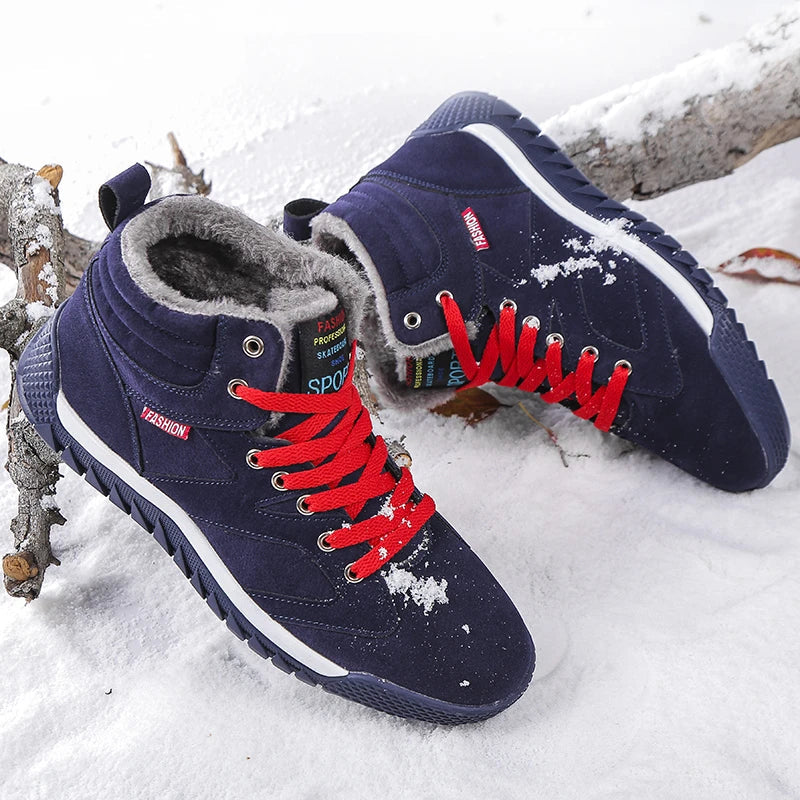 New Winter Sneakers for Men, Velvet Warm High-Top Cotton Shoes, Korean Style Casual Snow Boots, Boots, Men's Shoes, Autum Skateboard Shoes