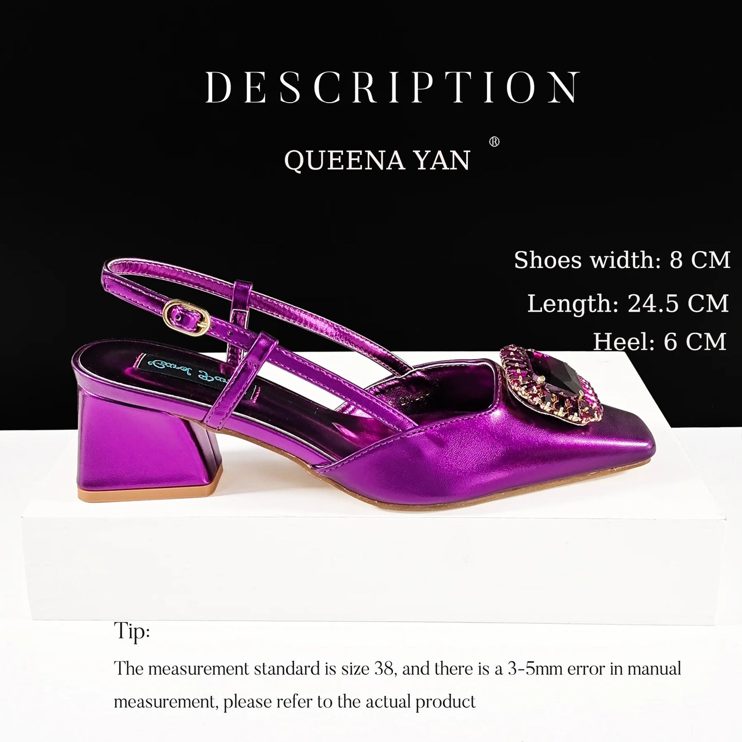 Nigerian Heel Party for Women Purple Color Shoes and Bag Set Rhinestone Handbag Italian Design Wedding