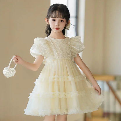 Girls' Princess Dress Summer New Style Little Girl Birthday Dress Dress Fashionable Children's Lolita Dress Short-Sleeved Dress