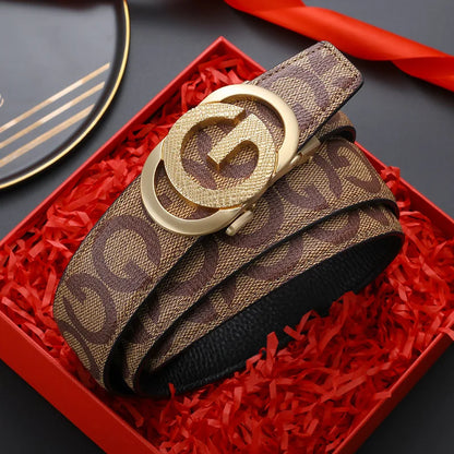 Top-quality cowhide and leather men's belt, fashionable and casual luxury brand jeans belt, multifunctional design men's belt