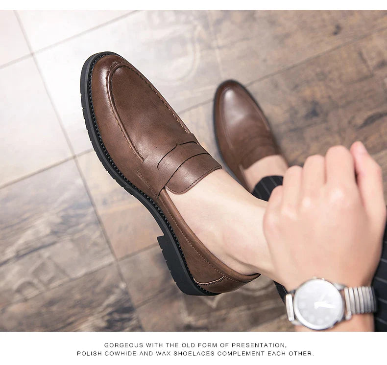Classic Men's Dress Shoes Office Formal Leather Shoes High Quality Brogues Casual Business Shoes For Men Social Party Loafers