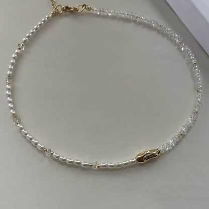 Fashion Tassel Chain Pendant Necklace For Women Boho Transparent Crystal & Imitation Pearl Chain Jewelry Valentine's Gift N0538