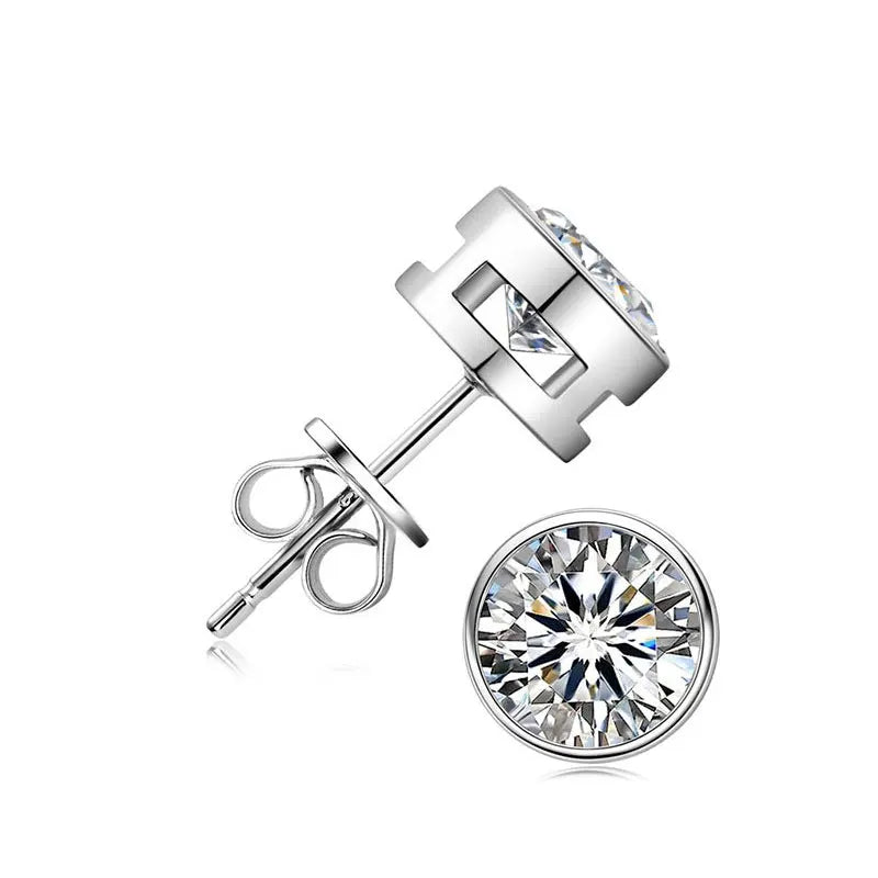 1ct D Color Moissanite Earring 925 Sterling Sliver Plated White Gold Ear Stud Wedding Engagement Earrings For Women