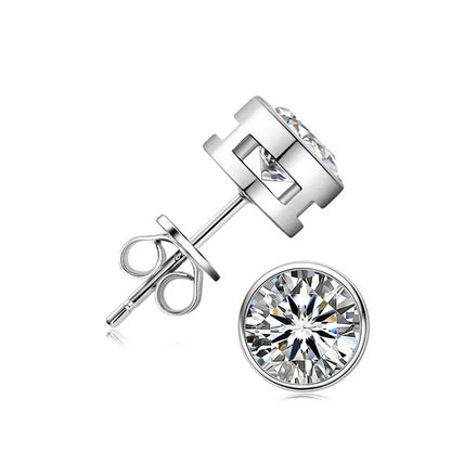 Real 0.5ct/1ct/2ct D Color Moissanite 925 Sterling Silver Gold Plated Stud Earrings For Women Wedding Fine Jewelry Gift