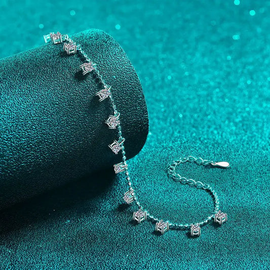 1.3/3.9cttw D Color Moissanite Tassel Bracelet for Women Full Diamond Tennis Bracelet 100% S925 Sterling Silver Chain GRA