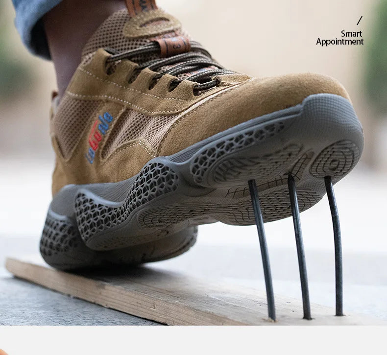 Men's Labor Protection Shoes Steel Toe Caps Lightweight Anti Slip Safety Work Shoes Anti Piercing Smashing Functions