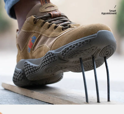 Men's Labor Protection Shoes Steel Toe Caps Lightweight Anti Slip Safety Work Shoes Anti Piercing Smashing Functions