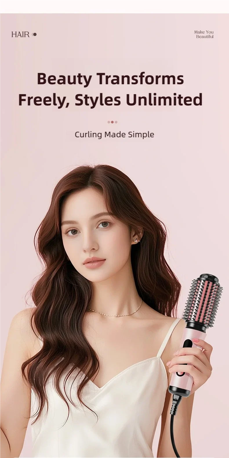 New Automatic Volumizing Hot Air Brush Professional Styling Tool Multifunctional Heated Curling and Straightening Comb