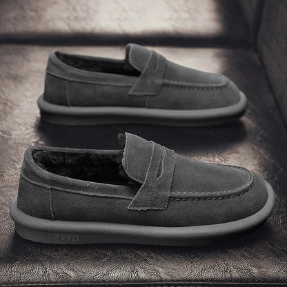 Winter Fashion Plush Men Loafers Outdoor Warm Men's Cotton Shoes Low-Top Casual Man Snow Boots with Fur Slip on Walking Footwear