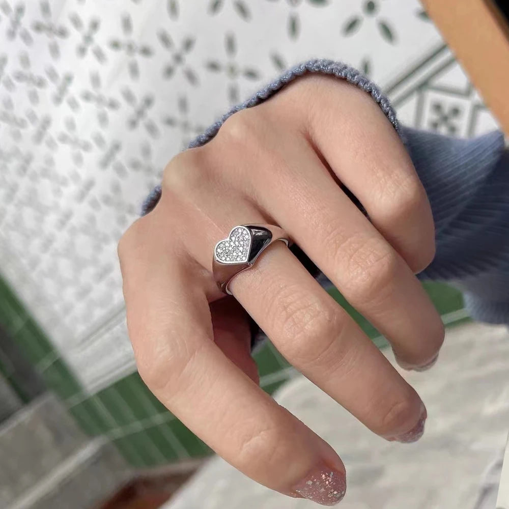 D VVS1 Heart Moissanite Engagement Ring 925 Sterling Silver Plated 18k White Gold Diamond Rings for Women Brithday Gift