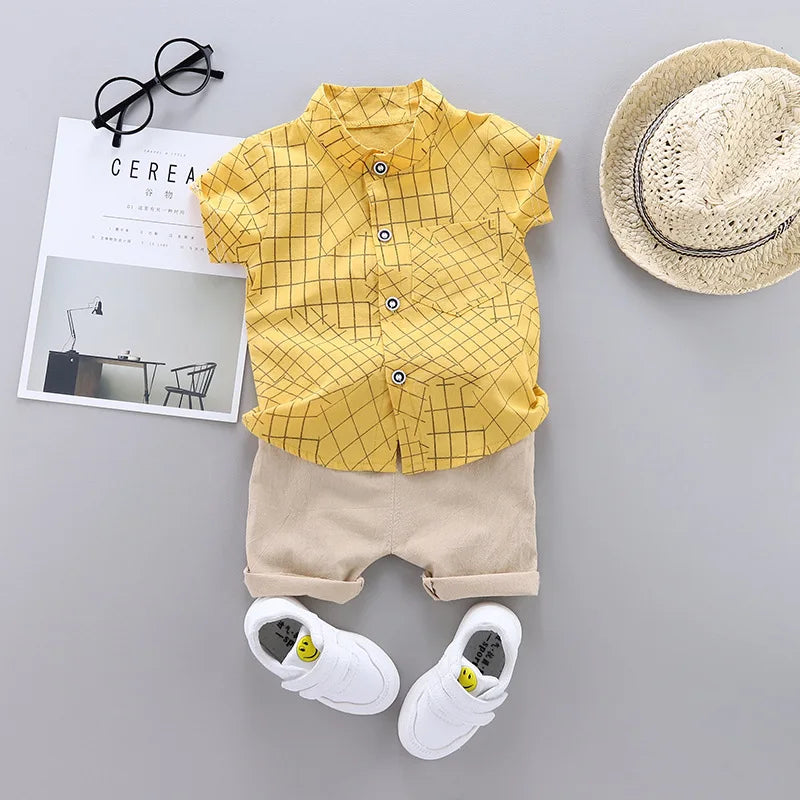 2024 Summer Casual Clothes Fashion Baby Boy's Suit Set Top Shorts 2PCS Baby Clothing Set For Boys Infant Suits Kids Clothes