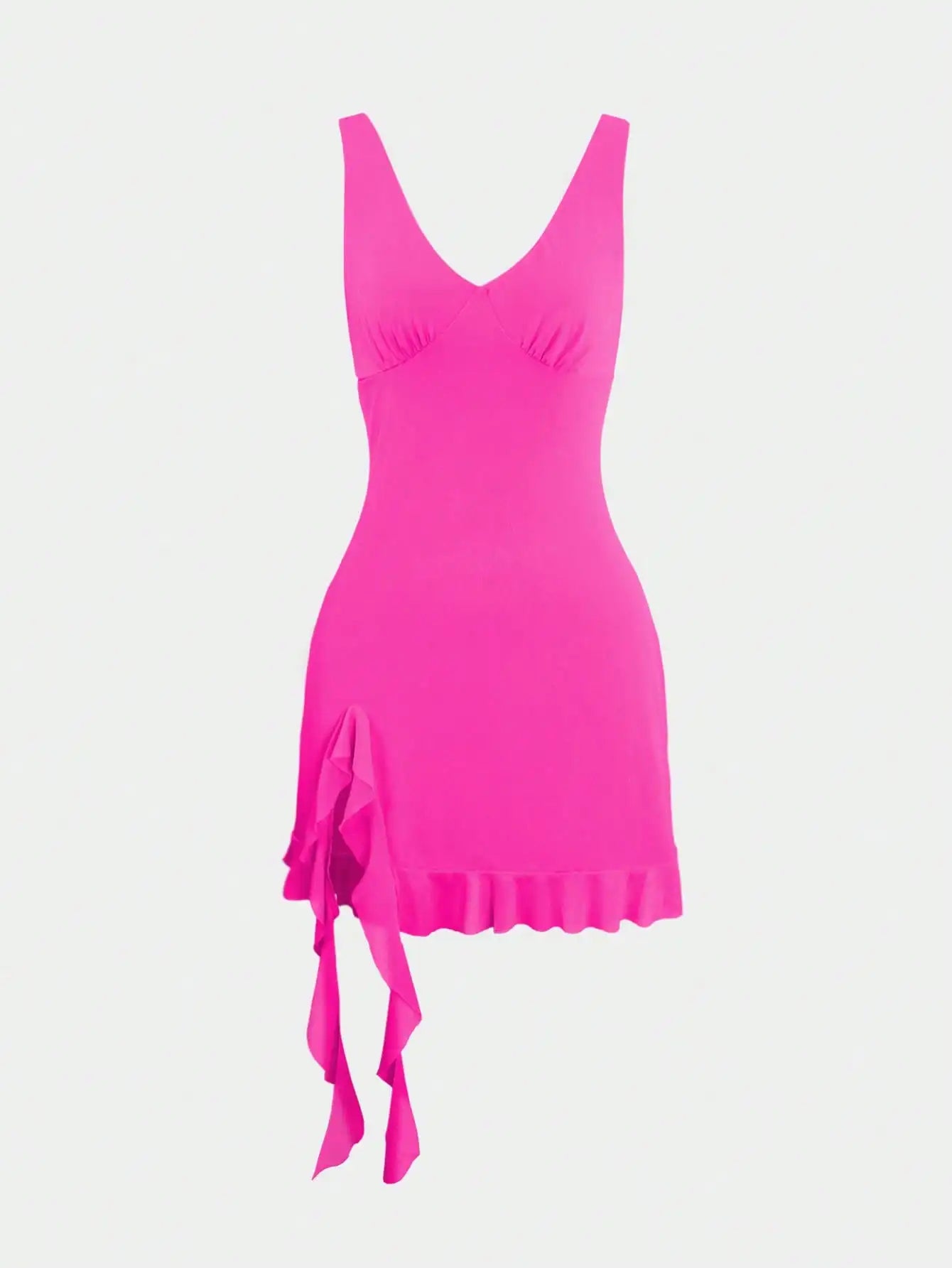 European & American Style Women's Sexy V-Neck Asymmetrical Backless Mini Dress, Versatile Cocktail Party Dress, Summer