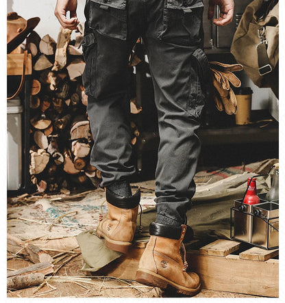 Autumn Men's Cargo Pants New Multi-Pocket Tactical Casual Pants Straight Leg Fashion Tactical Trousers Elastic Waist Cargo Pants