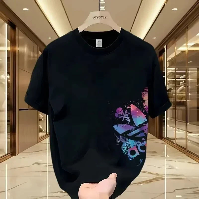 Summer New Casual Men's and Women's Printed Short-sleeved Cotton T-shirt Loose and Versatile Fashion Half-sleeved Casual Wear -