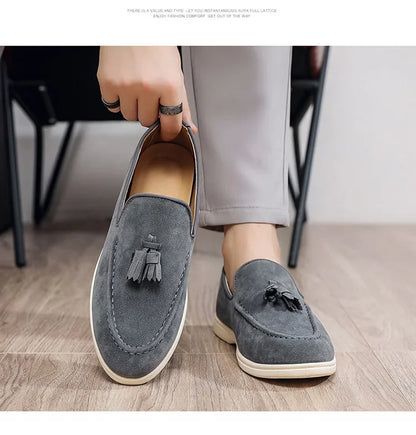 Unisex Lightweight Flat Bottom Tassel Casual Shoes Fashionable Versatile Large Size Men's Shoes Business Casual Slip-On Loafers