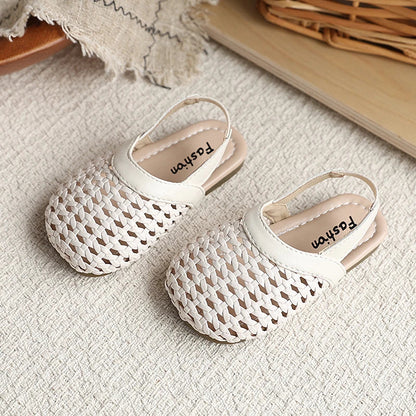 Baby Girls Shoes Braided Sandals for Girls Kids Fashion Hollow Out Leather Shoe Soft Sole Retro Princess Slippers Beach Shoes