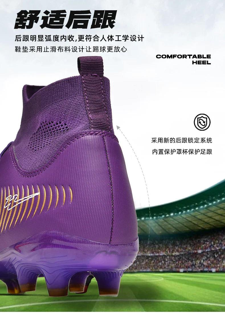 Double Star 2026 New High-Top AG Soccer Boots, Long Studs, for Teenagers, Primary School Students, Adults and Kids, Match & Trai