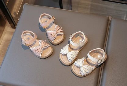 Girls Cute Lace Bow Princess Sandals New Little Kids Soft-soled Beach Summer Shoes Size 22-31