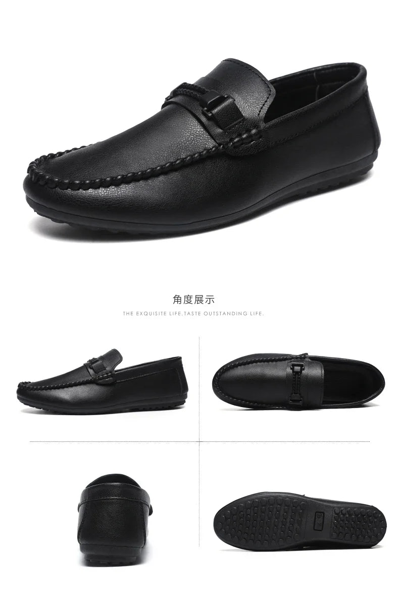 Trend White Loafers Man Big Size 46 Breathable Lightweight Men's Leather Shoes Comfortable Casual Shoes Men Driving Shoes