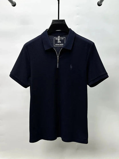 High end brand embroidered men's short sleeve half zip polo shirt short sleeve summer breathable business casual Paul T-shirt