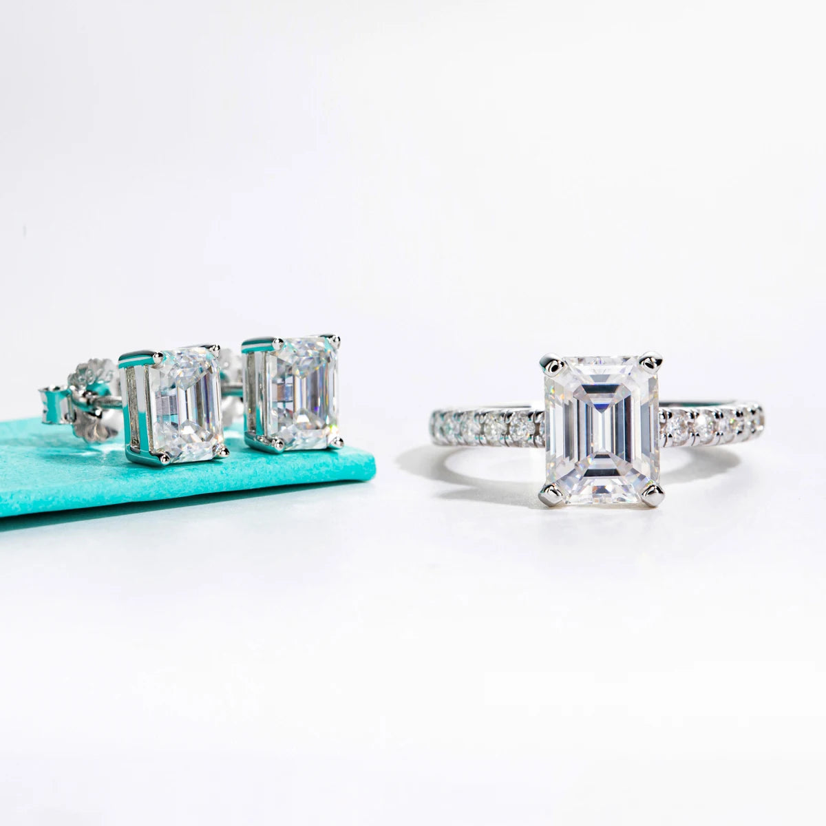 3ct Emerald Cut D Color Moissanite Engagement Rings For Women 925 Sterling Silver Luxury Wedding Ring Jewelry Wholesale